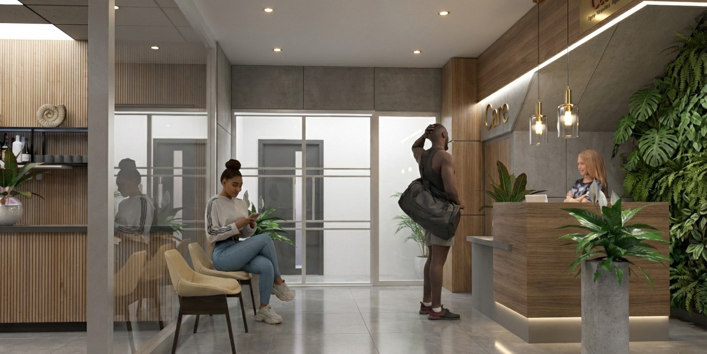 Render arquitectónico de un local comercial