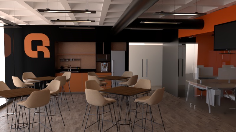 Render de diseño interior para oficinas